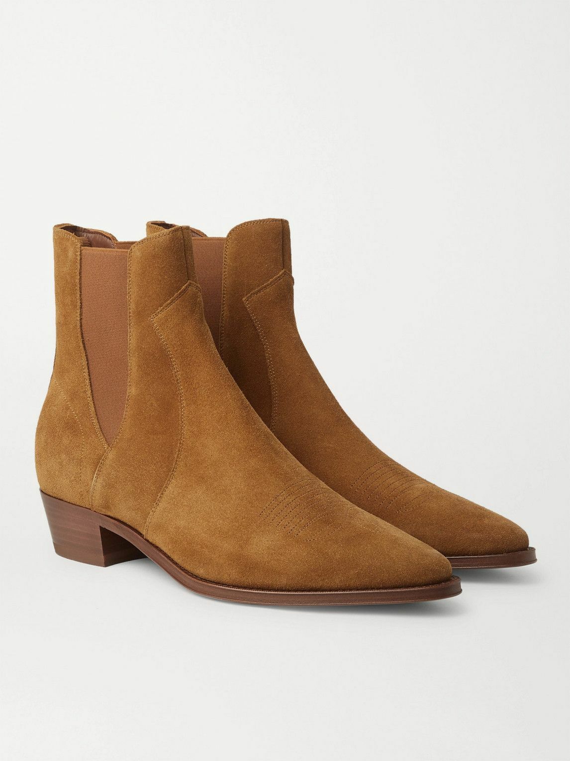 CELINE - Suede Chelsea Boots - Brown