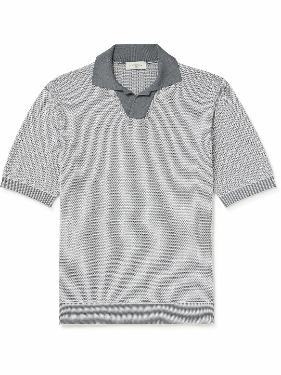 Photo: PIACENZA 1733 - Two-Tone Silk and Cotton-Blend Polo Shirt - Gray