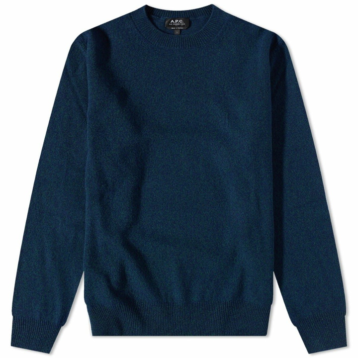 Photo: A.P.C. Men's Adam Marl Crew Knit in Marine