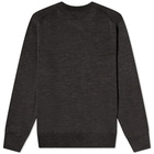 Maison Kitsuné Men's Fox Head Patch Merino Crew Knit in Anthracite Melange