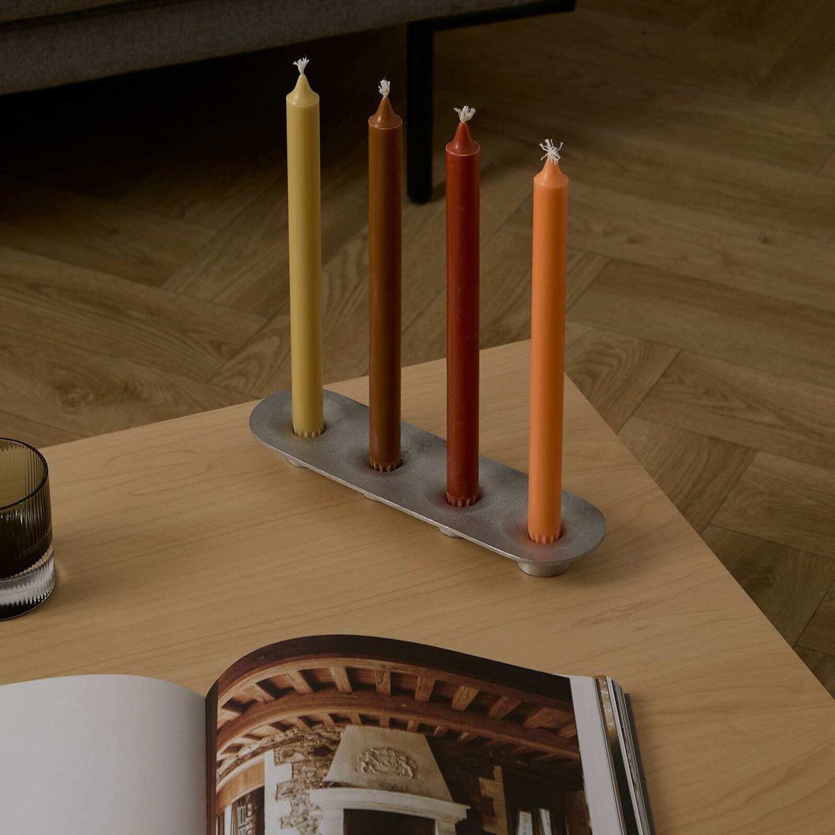 ferm LIVING Soothe 4 Candle Holder in Aluminium 