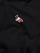 Maison Kitsuné - Logo-Appliquéd Cotton-Piqué Polo Shirt - Black