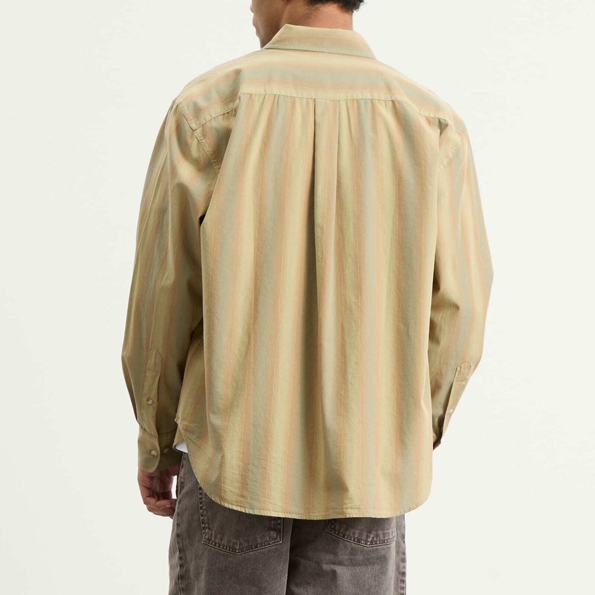 Polar Skate Co. Men's Ben Stripe Shirt in Green Stripe
