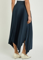 Joseph Ade Plissé Satin Midi Skirt Indigo