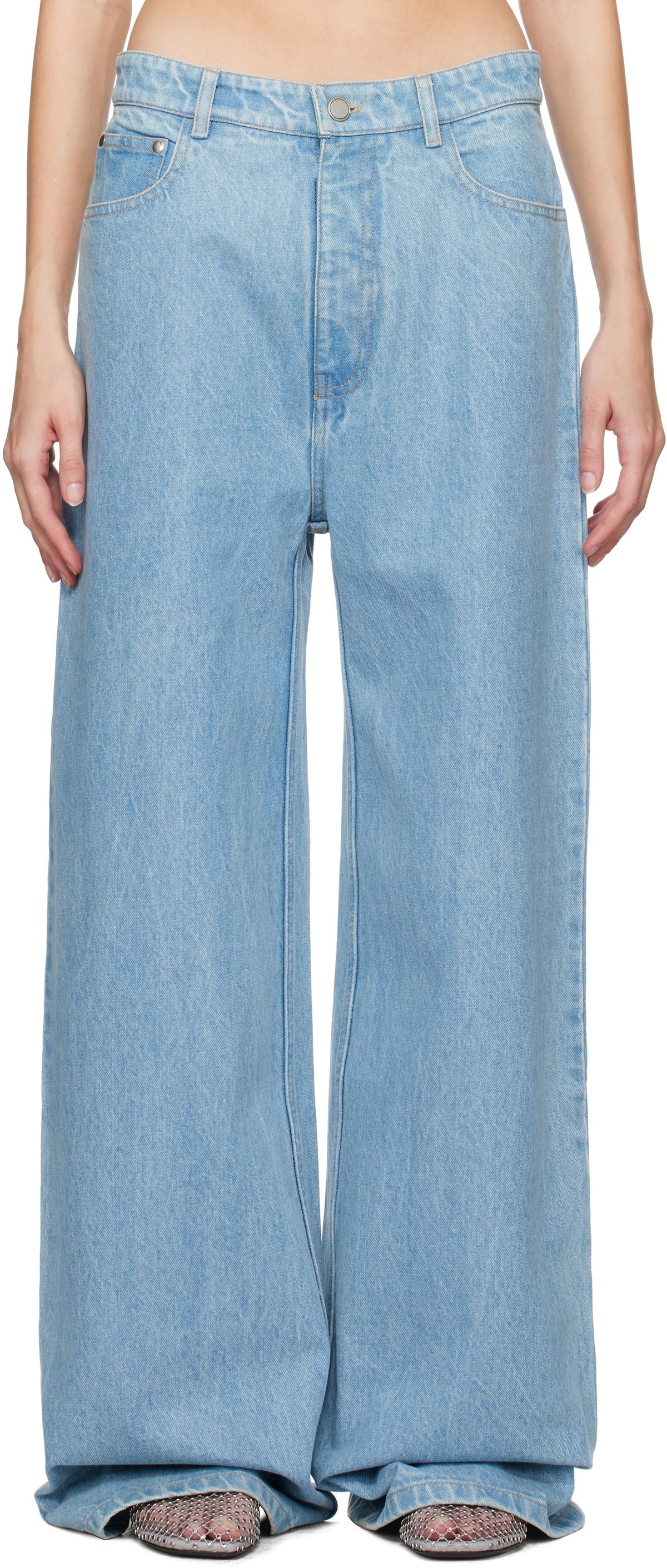 Christopher Esber Blue Oversized Drop Jeans