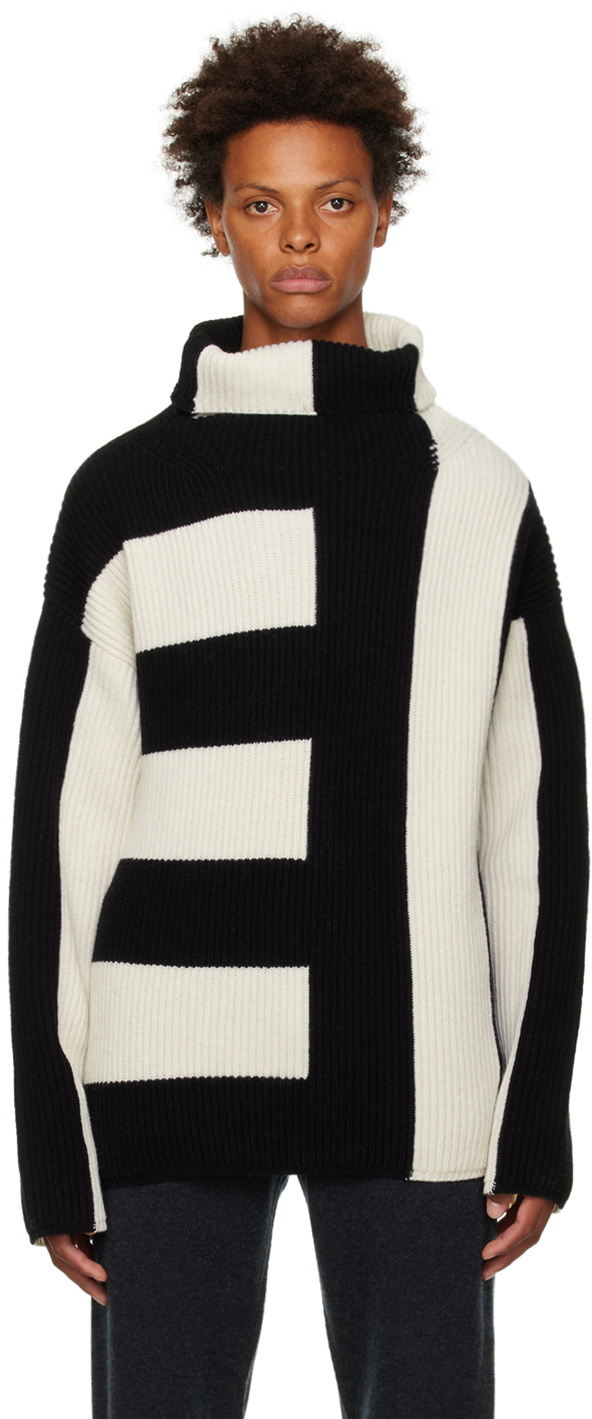 Joseph Black & Off-White Stripe Turtleneck Joseph