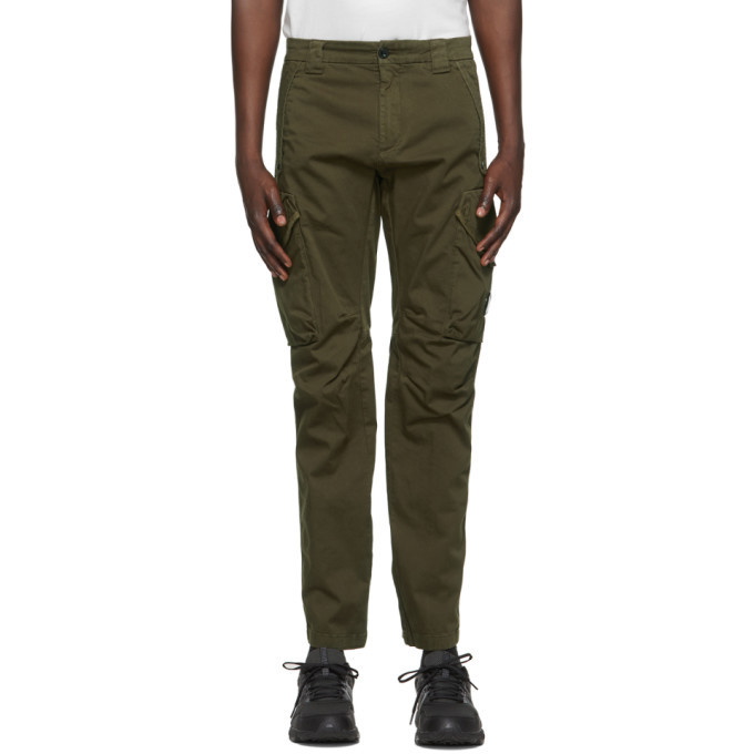 Photo: C.P. Company Green Stretch Sateen Garment-Dyed Utility Cargo Pants