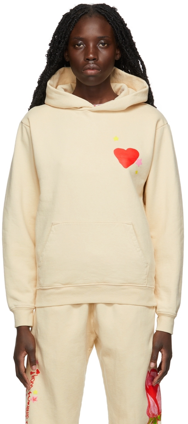 Beige hoodie with online roses