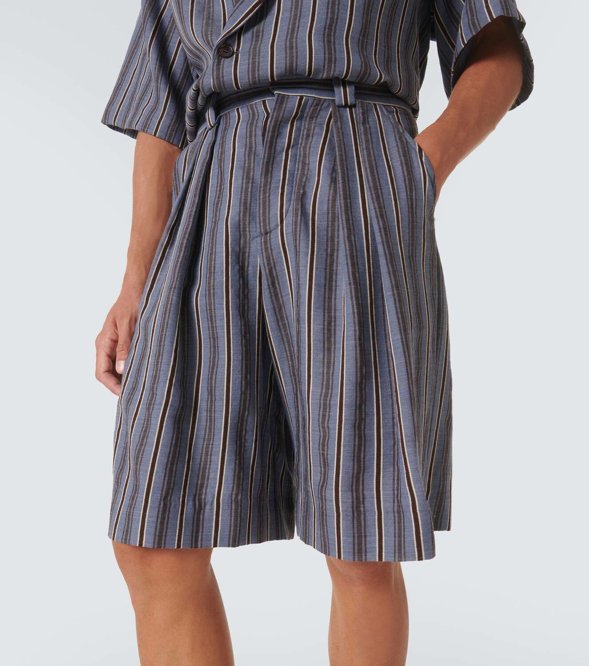 King & Tuckfield Striped wool Bermuda shorts