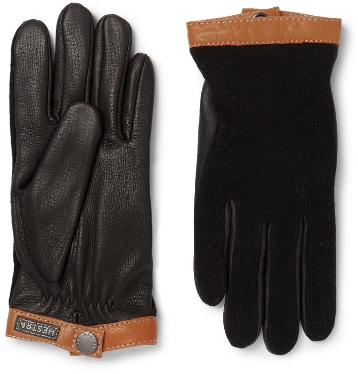 Photo: Hestra - Tricot-Panelled Leather Gloves - Black