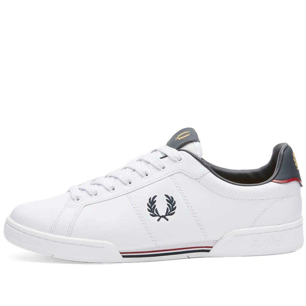 Fred Perry Men's Authentic B722 Spencer Leather Sneakers in White/Navy ...