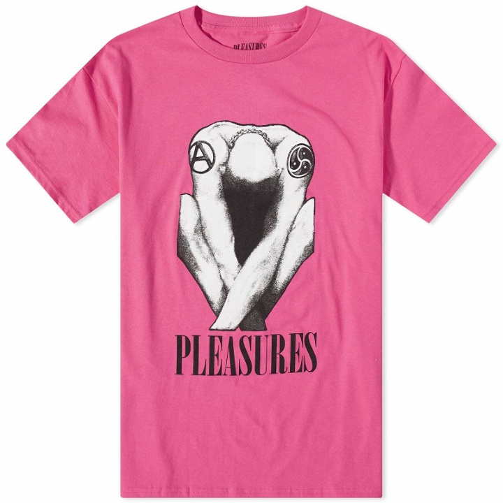 Photo: Pleasures Men's Bended T-Shirt in Hot Pink