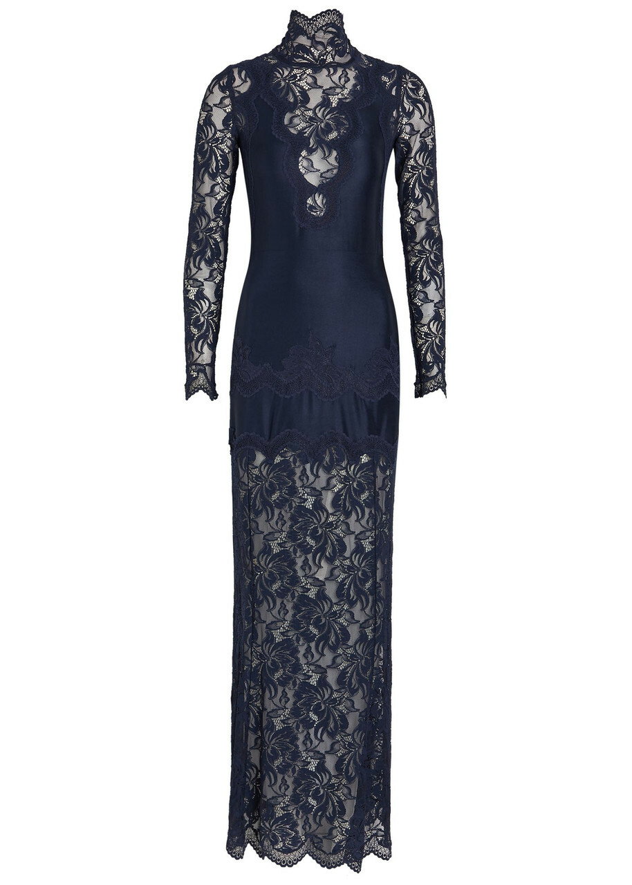 Rabanne Lace Maxi Dress Navy