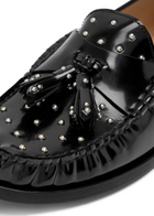 Stuart Weitzman Lottie Studded Glossed Leather Loafers Black