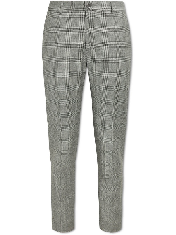 Photo: Incotex - Cropped Slim-Fit Prince of Wales Checked Virgin Wool Trousers - Gray