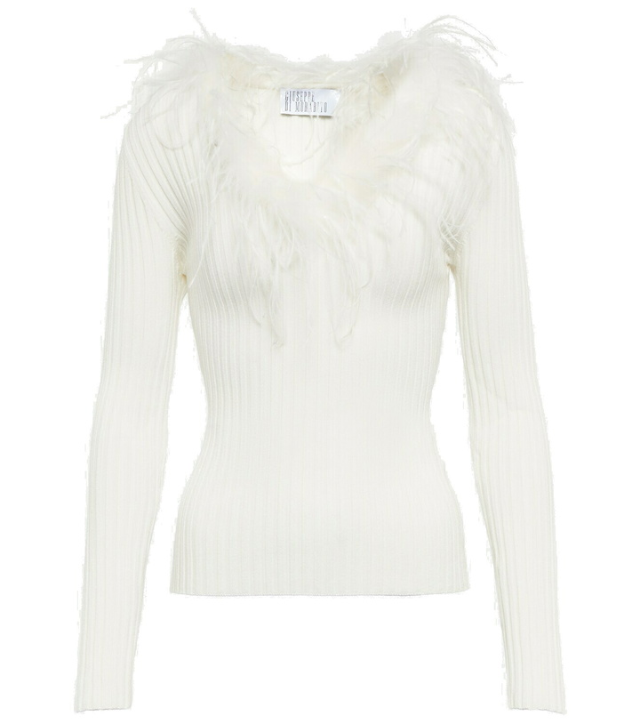 Photo: Giuseppe di Morabito Feather-trimmed knitted top