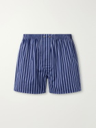 Derek Rose - Wellington 62 Striped Cotton-Poplin Boxer Briefs - Blue