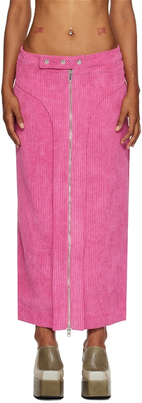 Photo: Eckhaus Latta Pink Paneled Maxi Skirt