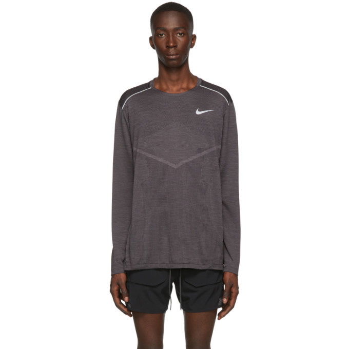 Photo: Nike Grey Techknit Ultra Running Long Sleeve T-Shirt