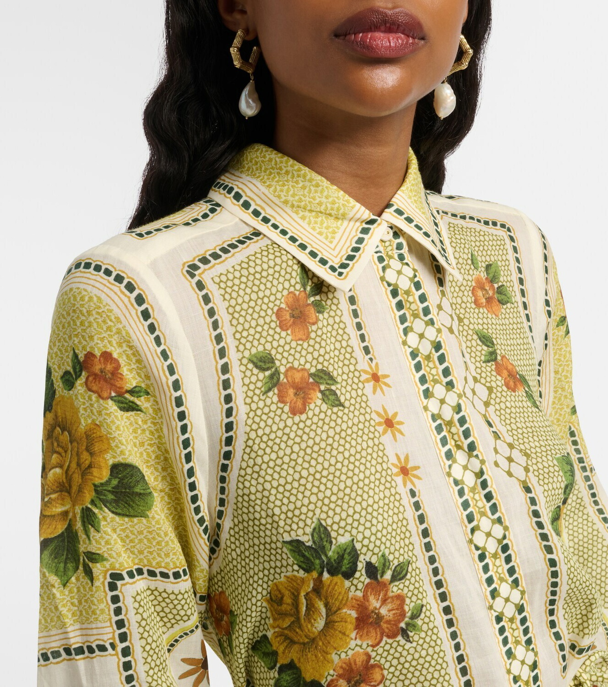 Alémais Dixie belted printed ramie shirt dress