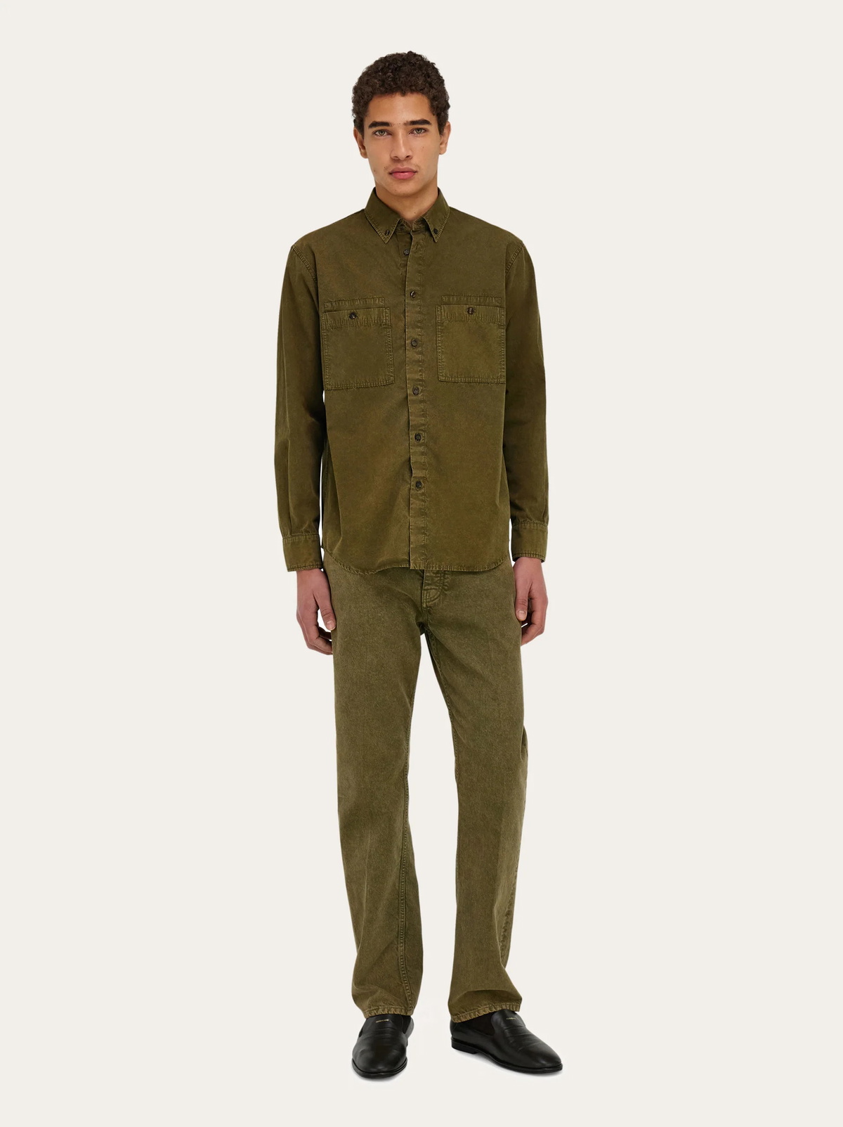 Ferragamo Mens Button down work shirt in Green