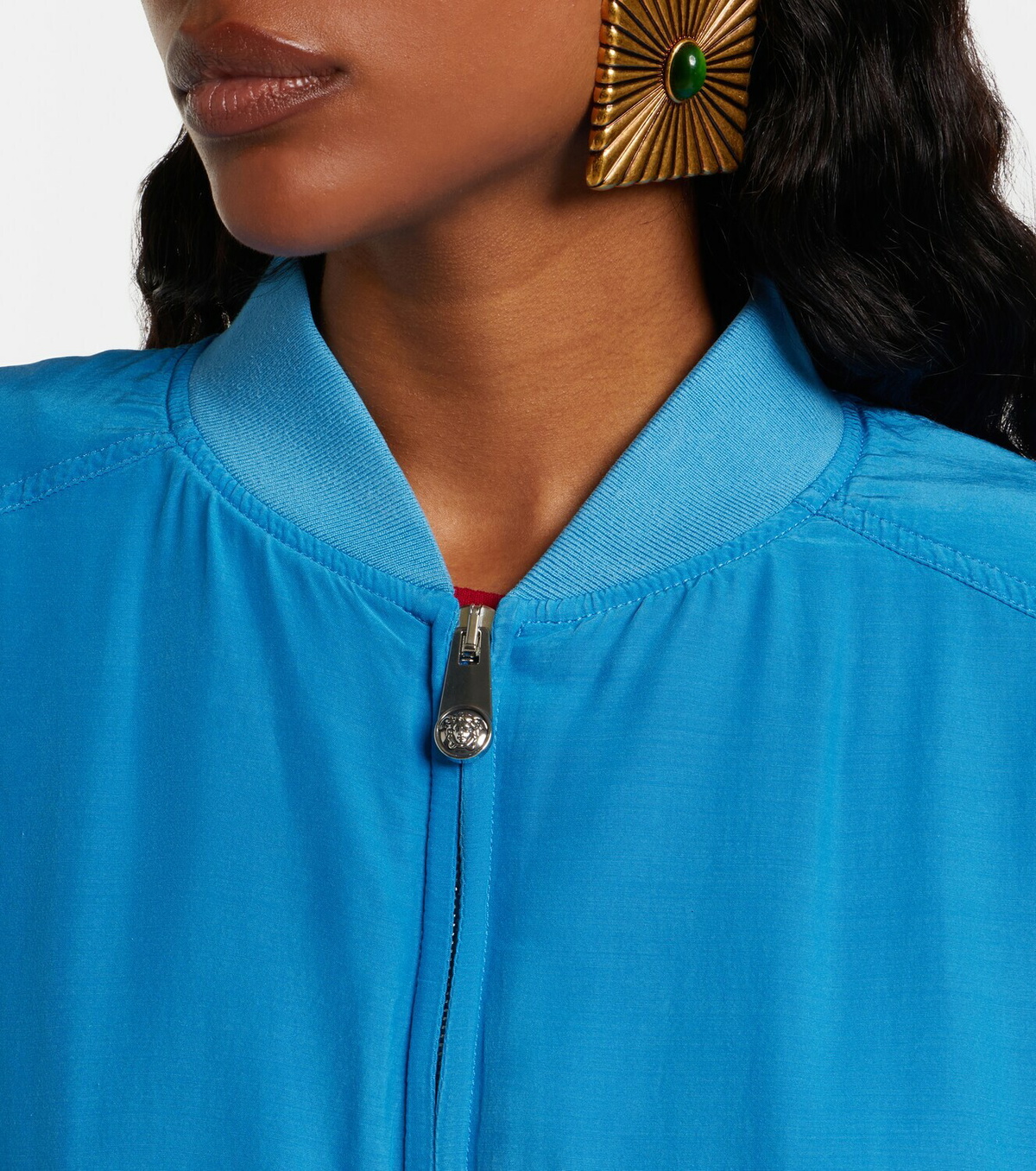 Versace Oversized silk poplin blouson jacket