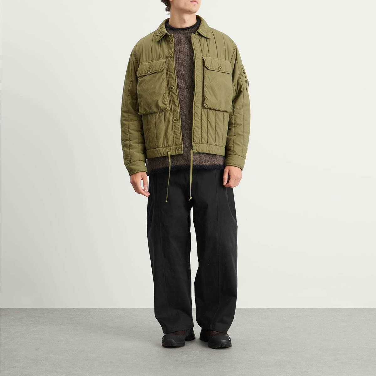 C.P. Company Men's Garment Dyed Quilted Jacket in Capers
