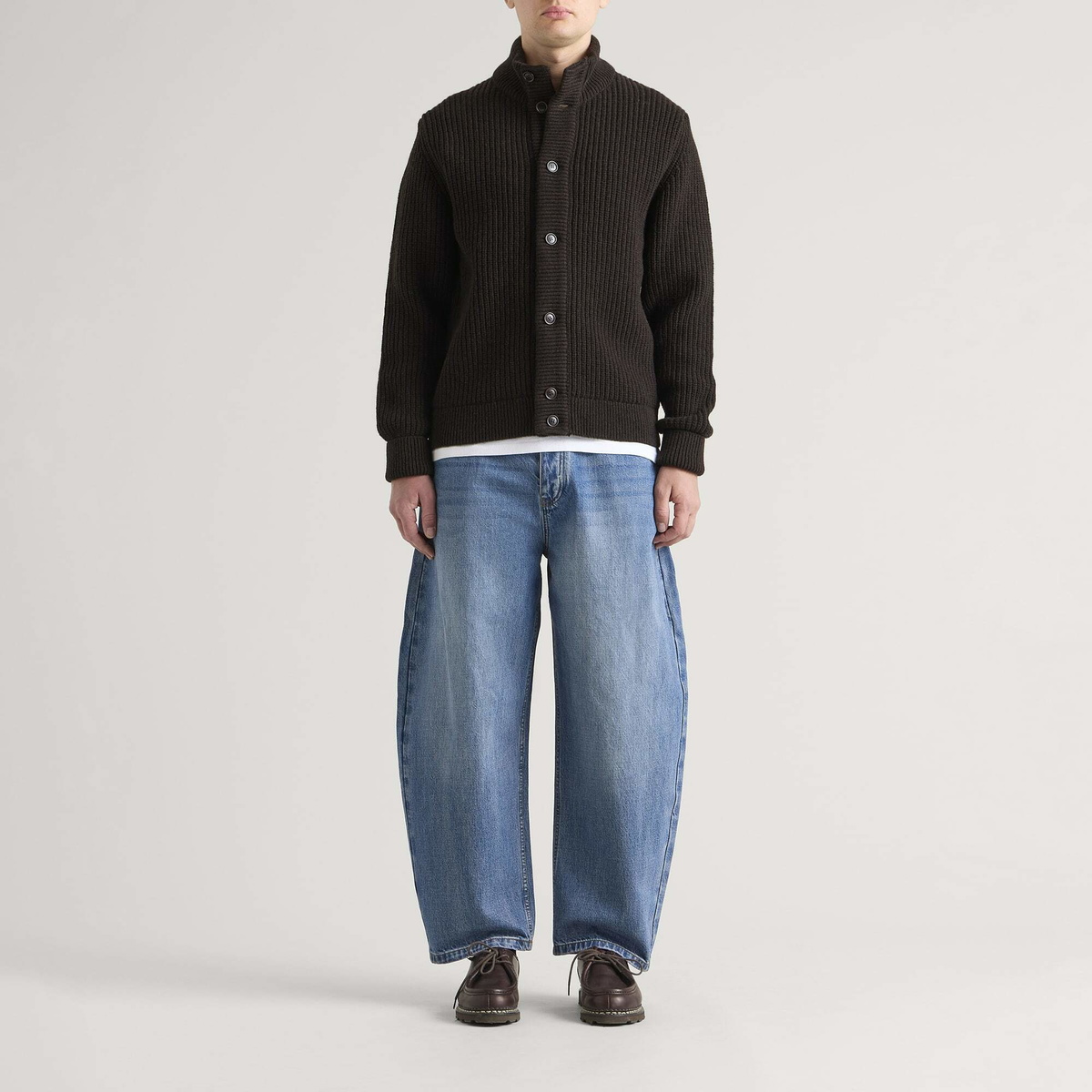 Barbour Men's Heritage + Mordale Knitted Button Through in Dark Brown
