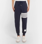 Thom Browne - Tapered Striped Loopback Cotton-Jersey Sweatpants - Navy