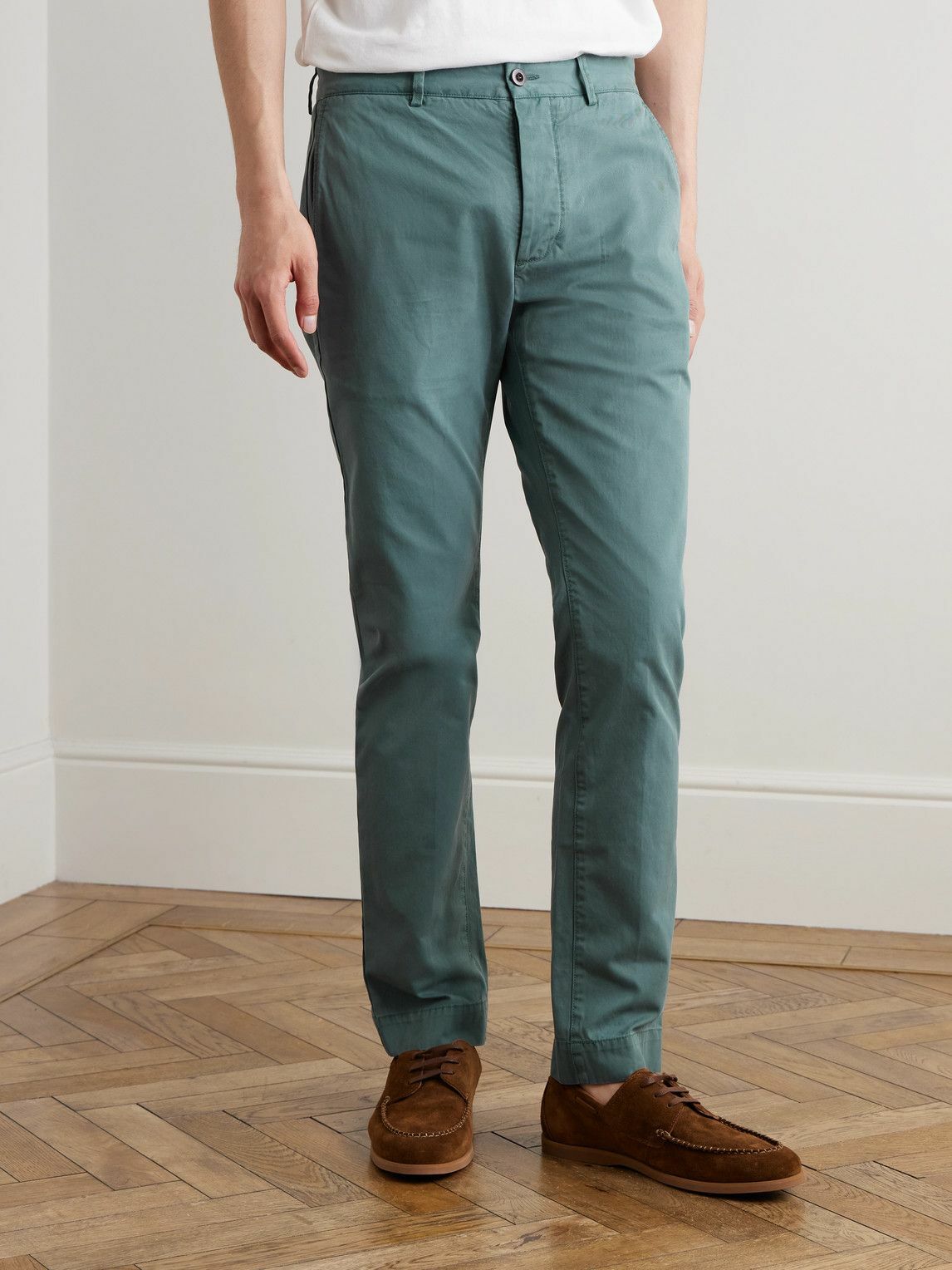 Sid Mashburn - Field Slim-Fit Tapered Garment-Dyed Cotton-Twill Trousers - Blue