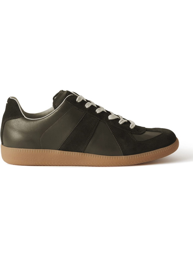 Photo: Maison Margiela - Replica Leather and Suede Sneakers - Green