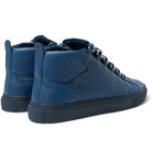 Balenciaga - Arena Creased-Leather High-Top Sneakers - Men - Navy