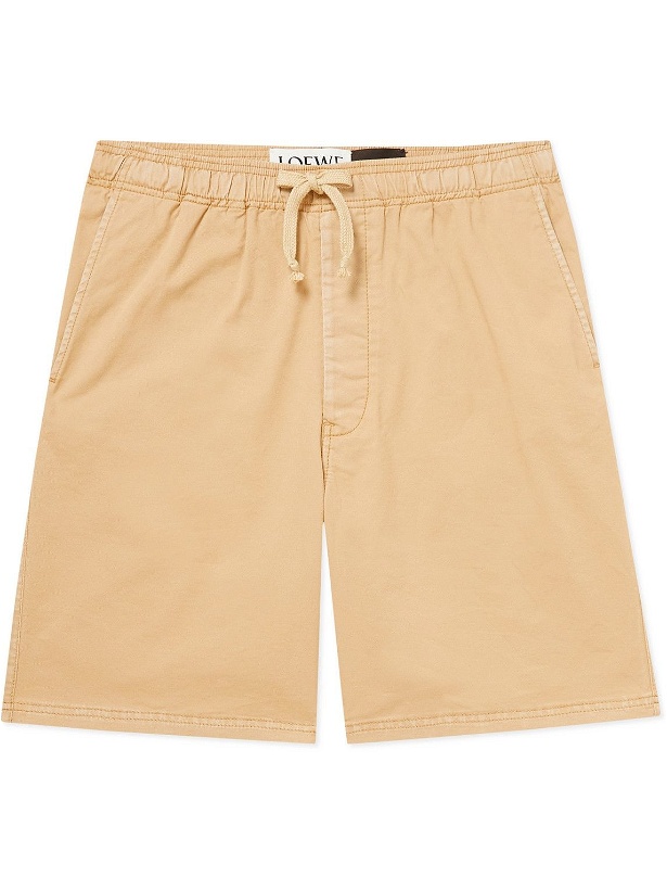 Photo: Loewe - Paula's Ibiza Straight-Leg Cotton-Twill Drawstring Shorts - Neutrals