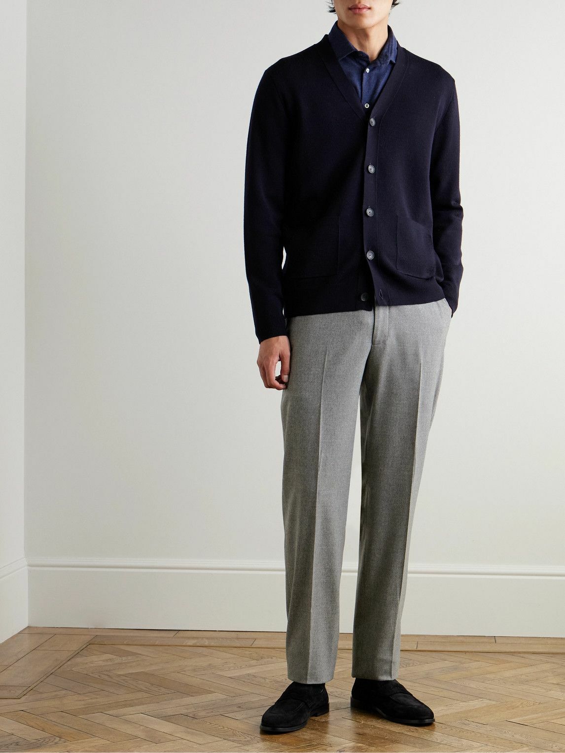 Richard James - Chapman Slim-Fit Wool-Blend Flannel Trousers - Gray