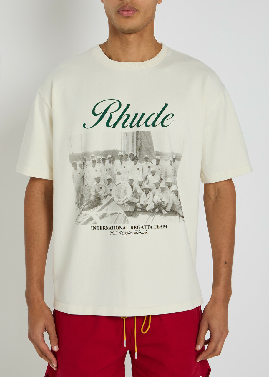 Rhude Virgin Islands Script Printed Cotton T-shirt White