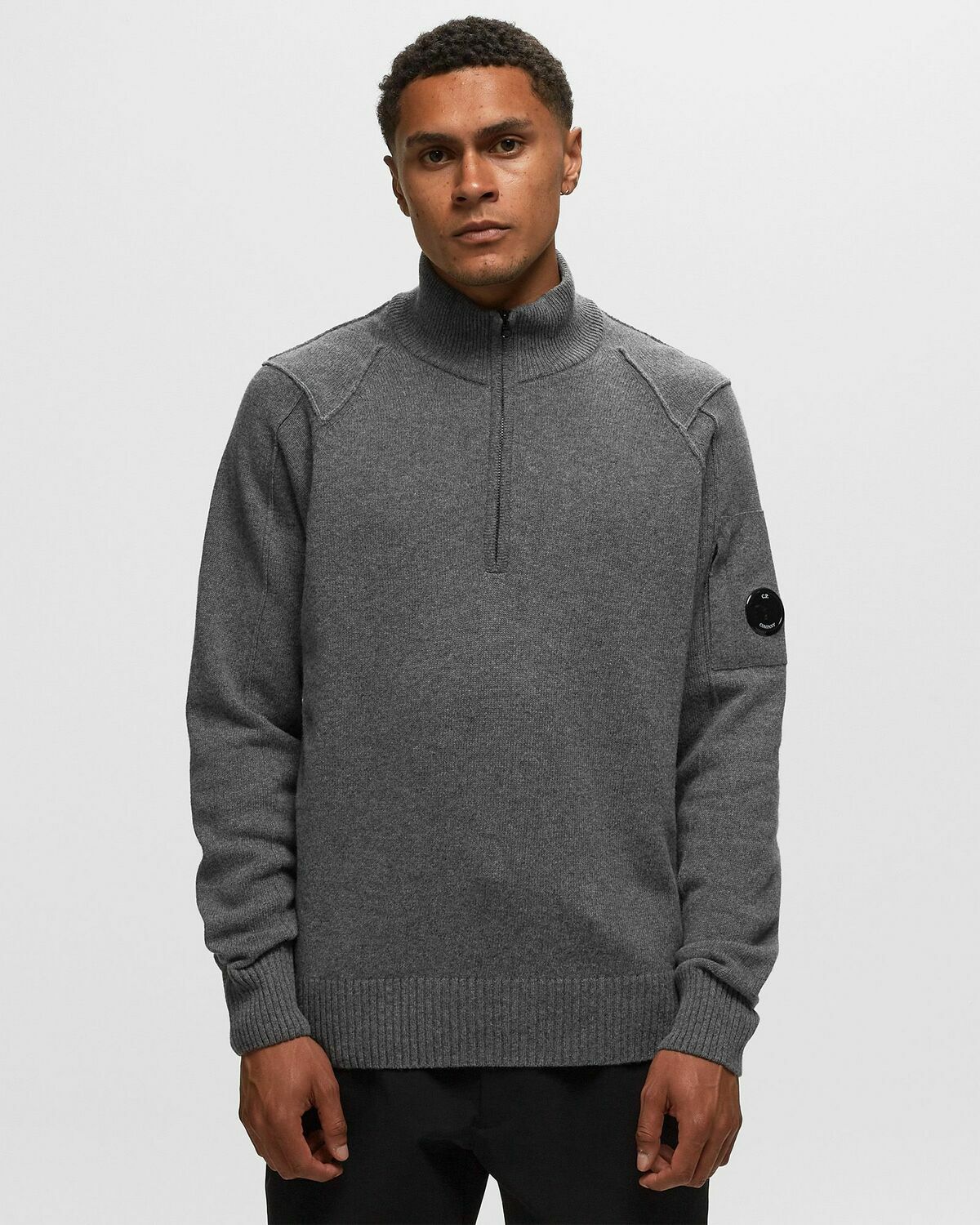 C.P. Company Lambswool Quarter Zipped Knit Grey Pullovers C.P. Company