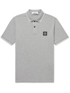 Stone Island - Logo-Appliquéd Stretch-Cotton Piqué Polo Shirt - Gray