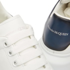Alexander McQueen Men's Burnished Heel Tab Wedge Sole Sneakers in White/Anthracite