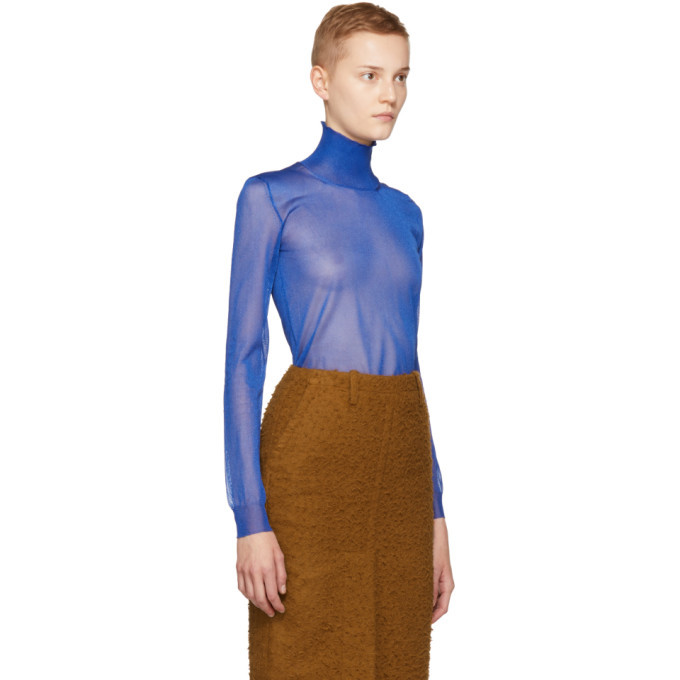 Blue mesh outlet turtleneck