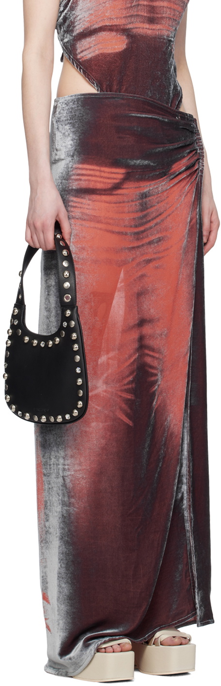 Masha Popova Red & Black Printed Maxi Skirt