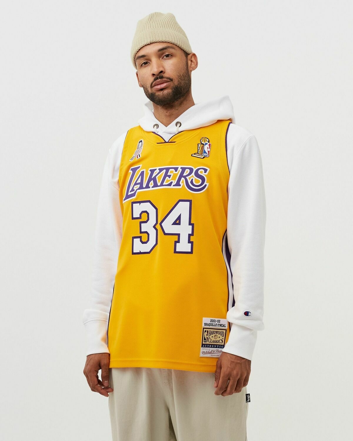 Mitchell & Ness Nba Authentic Jersey La Lakers 2001 02 Shaquille O'neal #34 Yellow - Mens - Jerseys