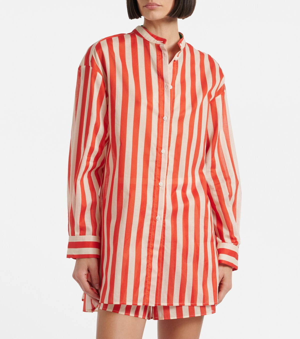 Eres Duetto striped cotton voile shirt