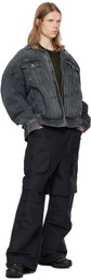 Juun.J Gray Zipper Trucker Denim Jacket