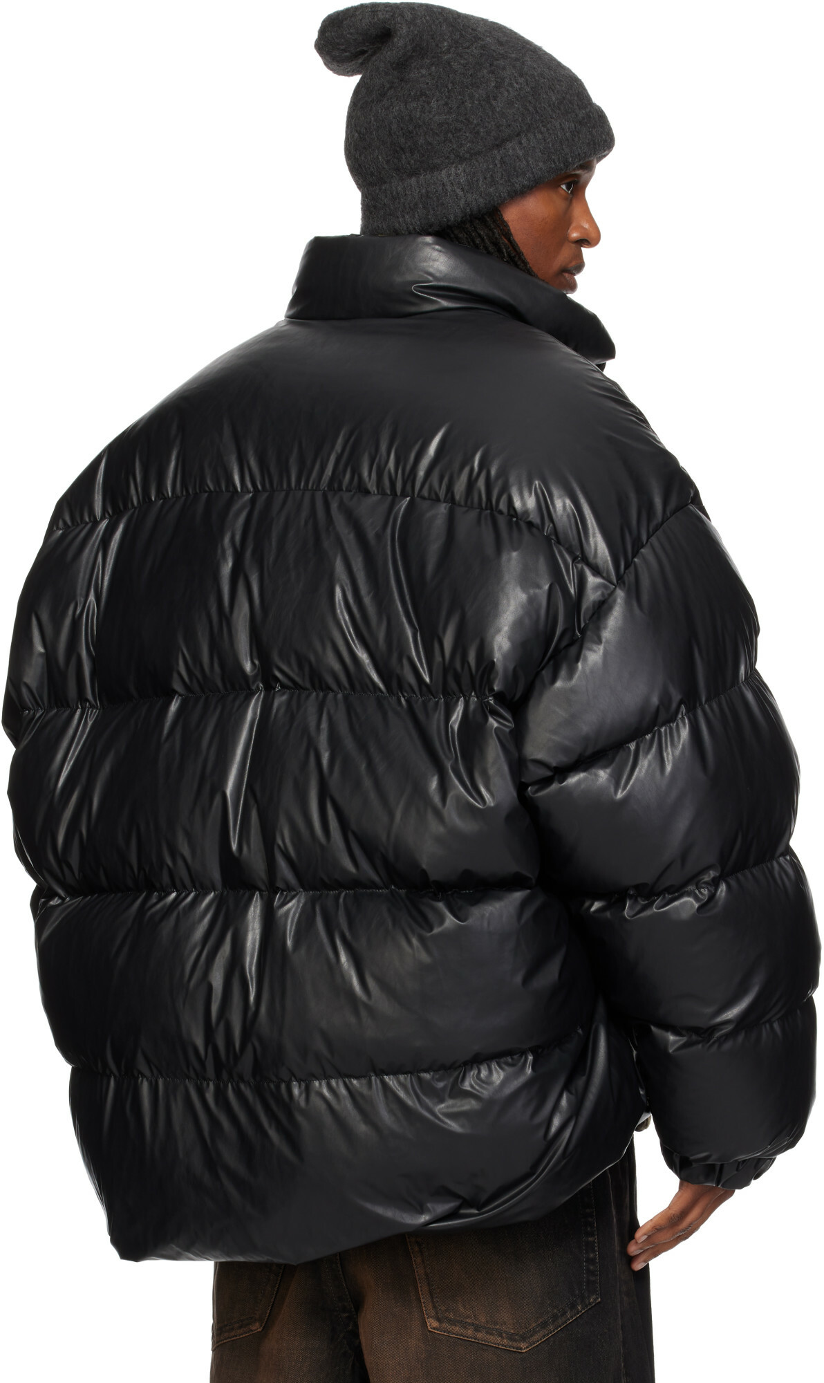 Maison MIHARA YASUHIRO Black Bottom Folded Faux-Leather Down Jacket
