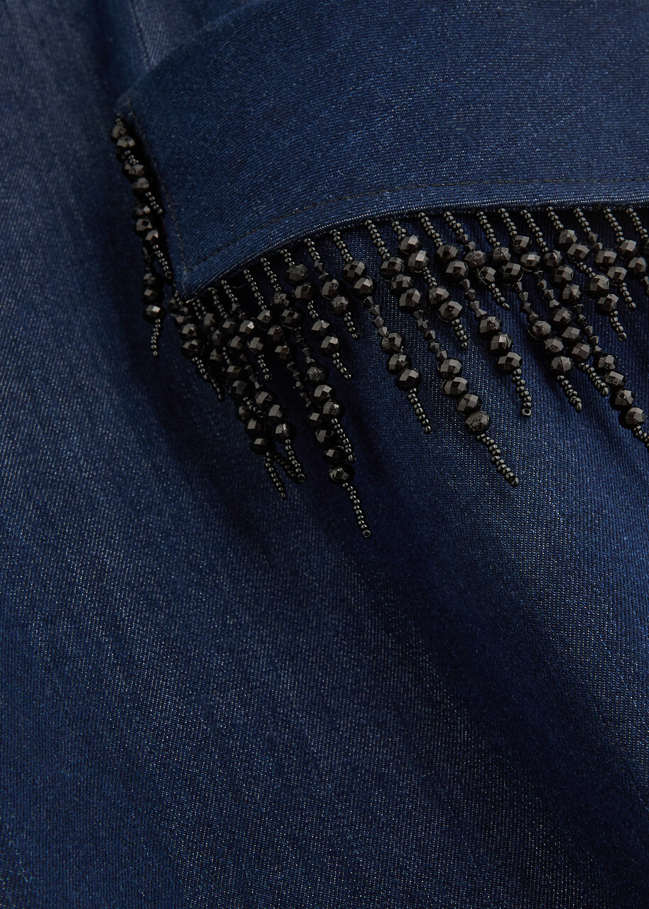 Huishan Zhang Rosalia Embellished Chambray Midi Dress Dark Blue Huishan  Zhang