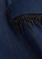 Huishan Zhang Rosalia Embellished Chambray Midi Dress Dark Blue