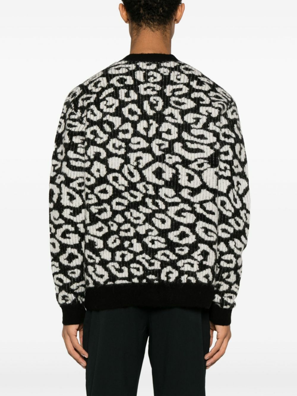 J.Lindeberg Black Frederic Leopard-Pattern Cardigan