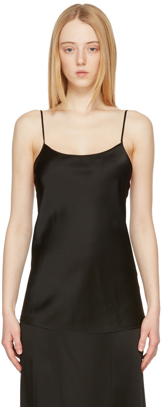 Victoria Beckham Black Satin Cami Tank Top