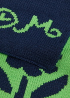 Damson Madder Floral-intarsia Knit Scarf - Green - One Size