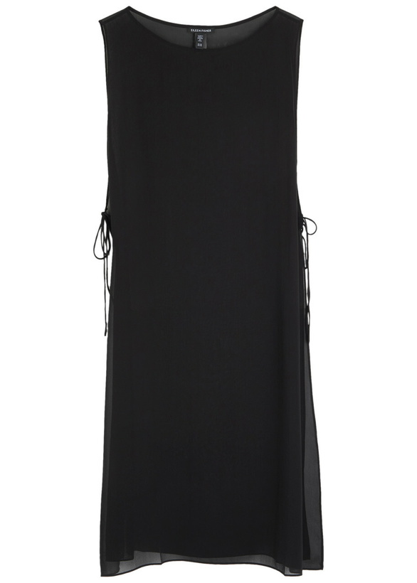 Photo: Eileen Fisher Sheer Silk-chiffon Poncho Black
